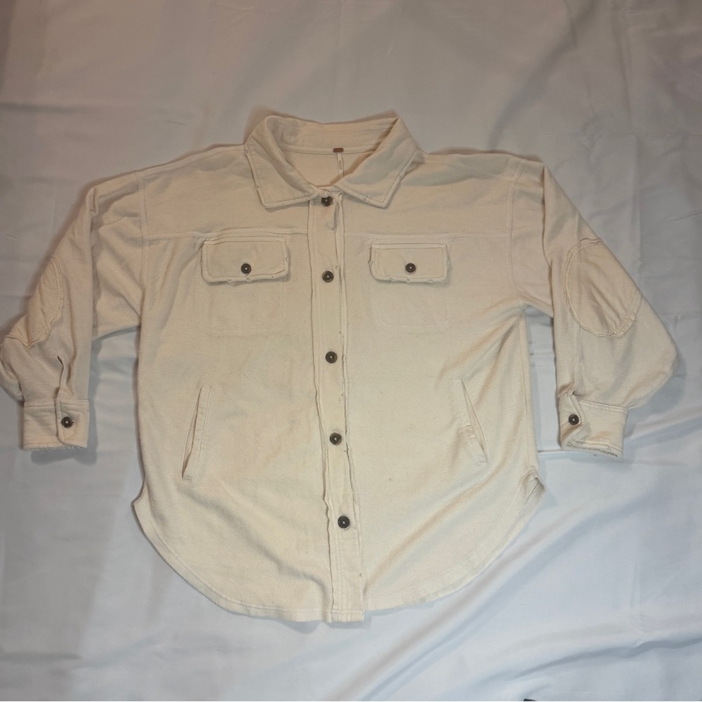 Free People Cream Ruby Oversized Jacket